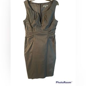 Simply Liliana , shimmery gray lined formal knee length dress Sz 14